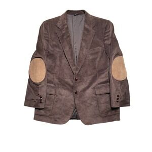 WOODMERE‎ Mens Brown Corduroy Blazer Elbow Patches Two Button see Measurements